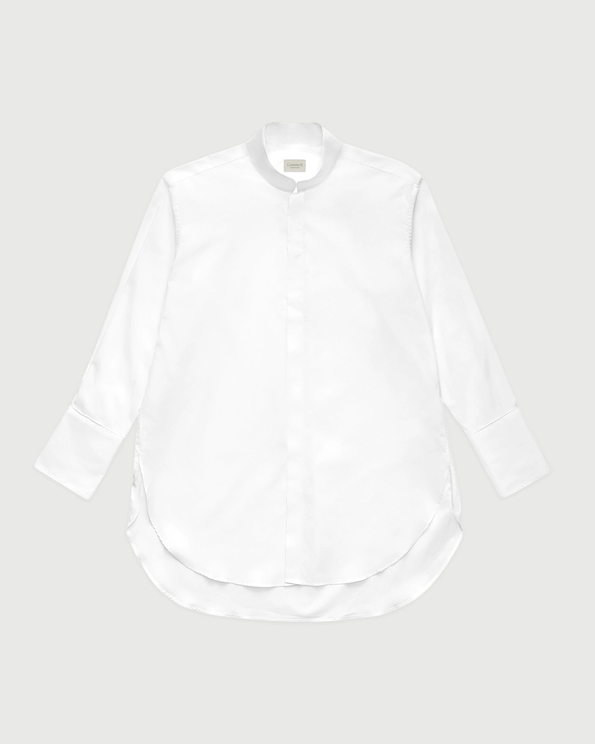 Mandarin Collar Tunic in White by Comme Si.