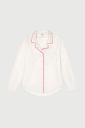 Notched Collar Shirt Piped Silk Twill in Champagne by Comme Si
