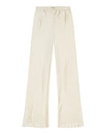 Comme Si Silk Bias Pant in cream silk charmeuse with a fluid drape and elongated silhouette.