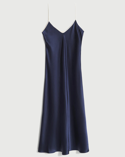 Comme Si Silk Bias Slip Dress in Midnight