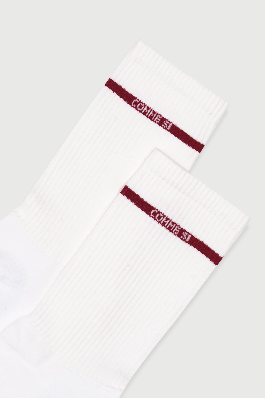 The Tennis Sock in White & Maroon Stripe by Comme Si
