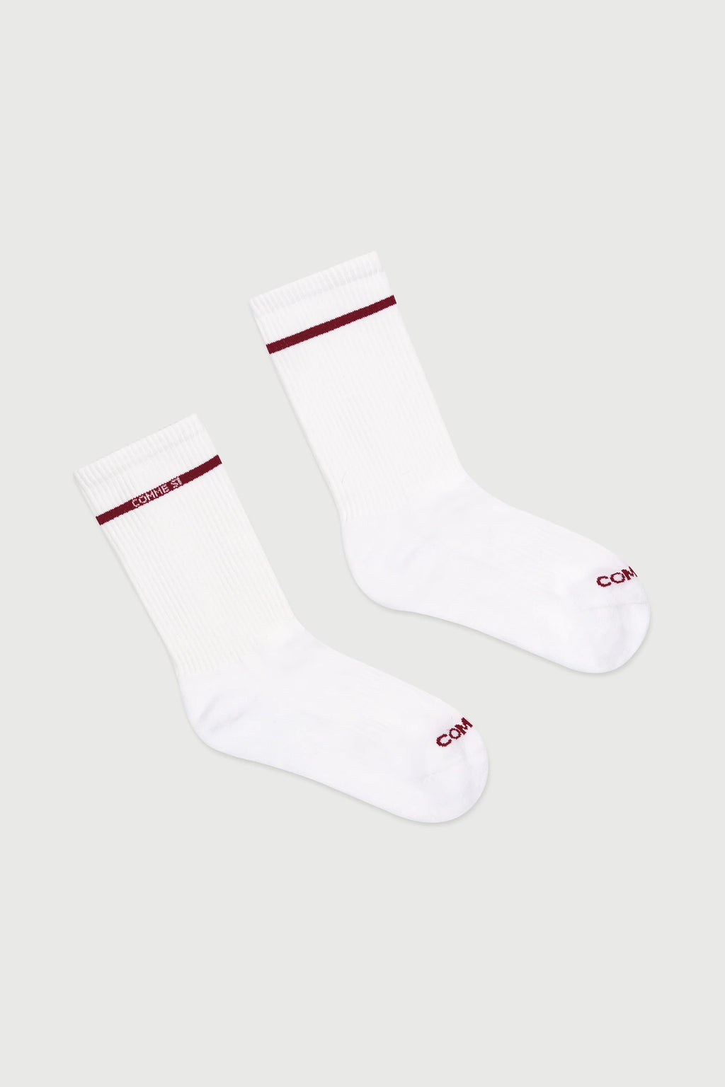 The Tennis Sock in White & Maroon Stripe by Comme Si