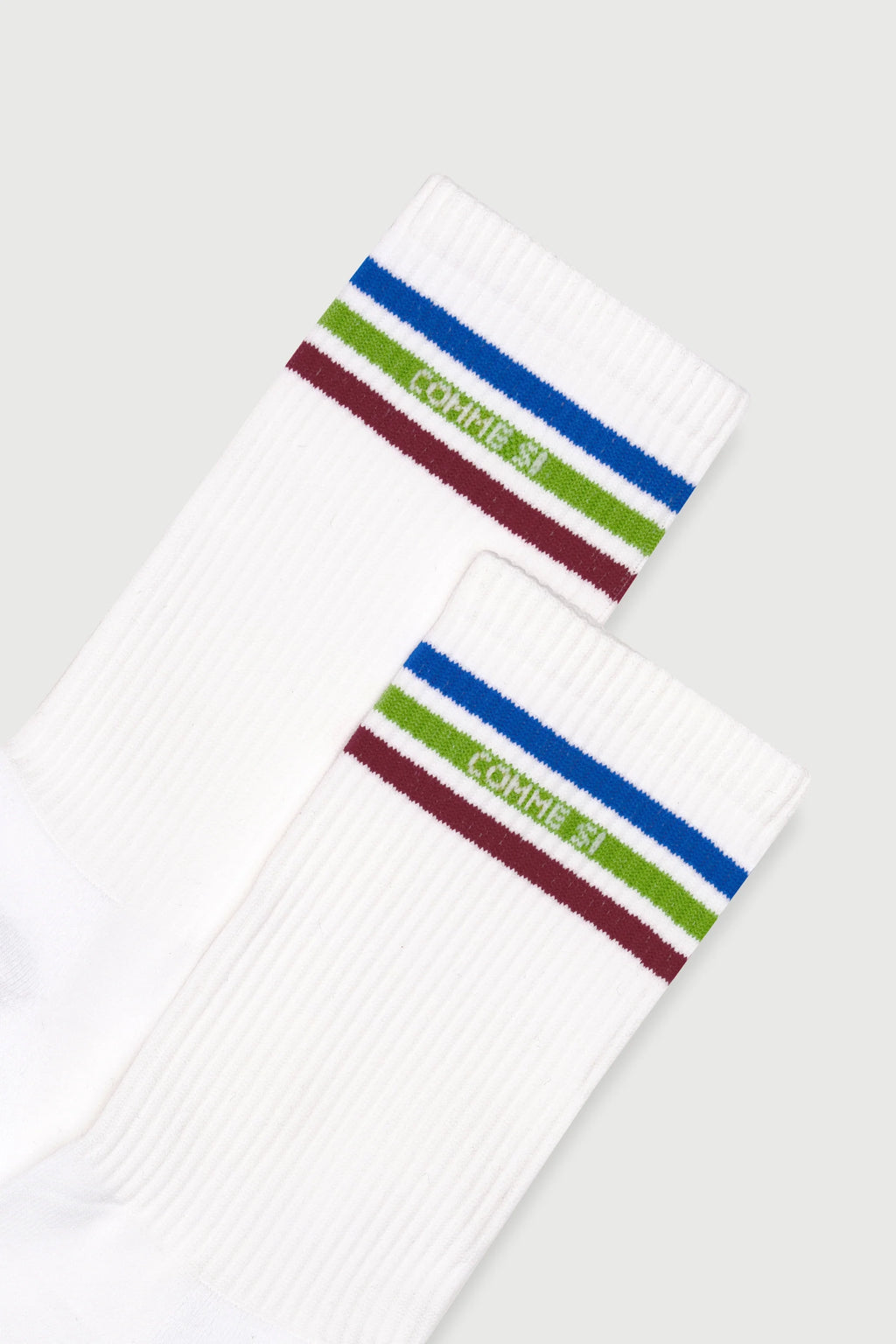 The Tennis Sock in White & Multi Stripe by Comme Si