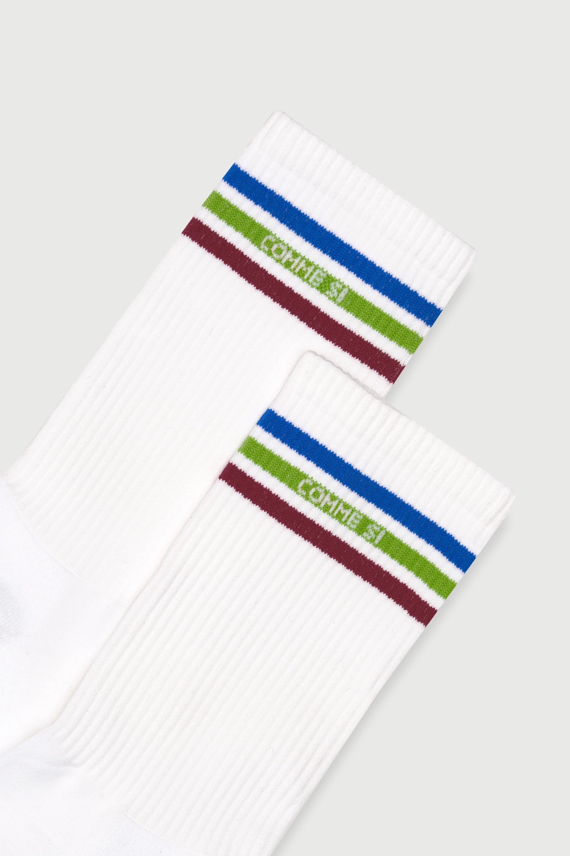 The Tennis Sock in White & Multi Stripe by Comme Si