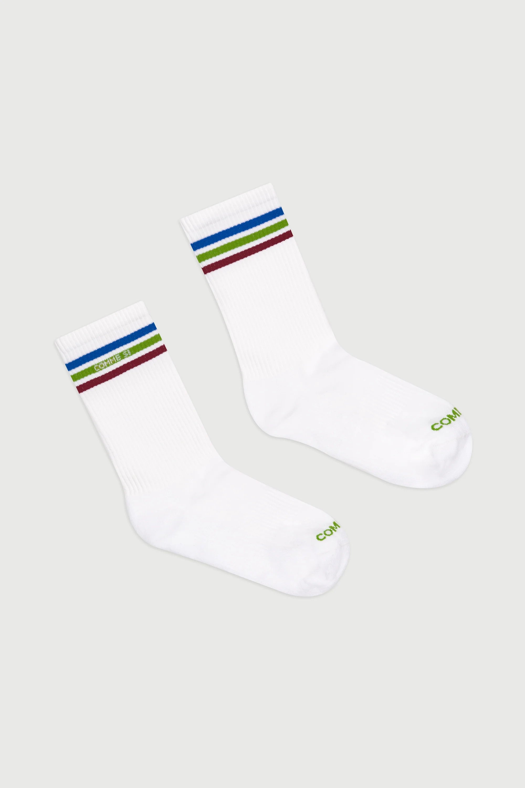 The Tennis Sock in White & Multi Stripe by Comme Si