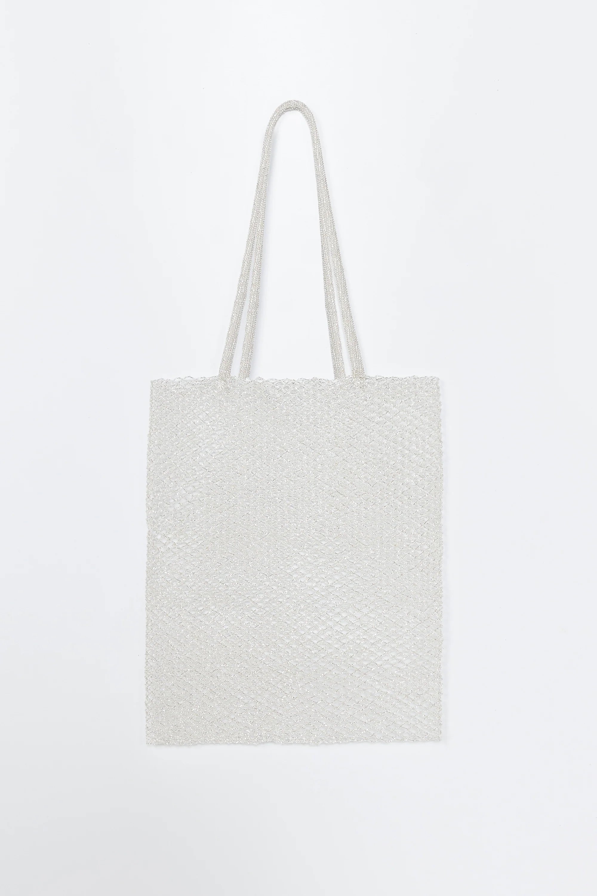 Handmade Beaded Tote in Silver by CORDERA
