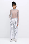 Cotton & Silk Pants in Silver by CORDERA