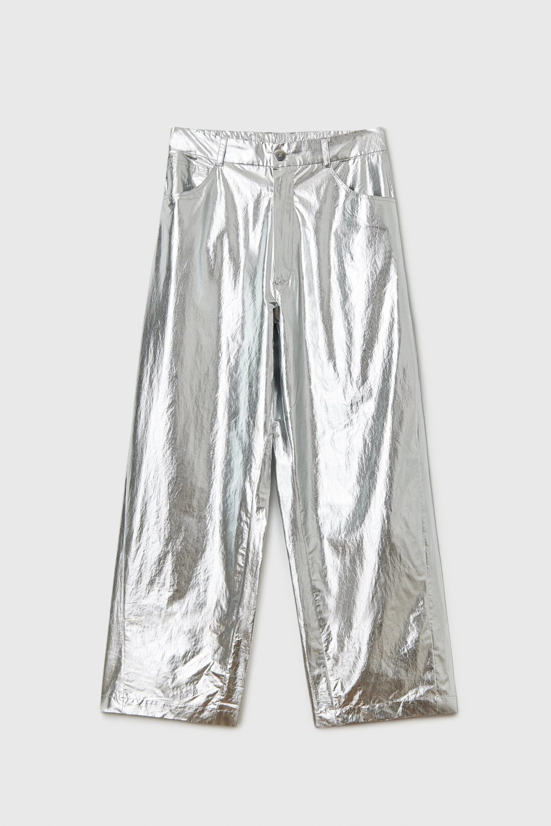 Cotton & Silk Pants in Silver by CORDERA