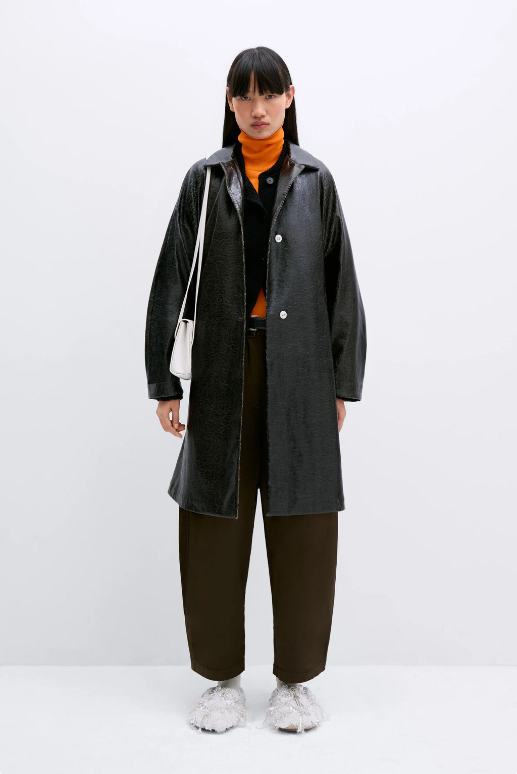 Faux Scratched Leather Coat by CORDERA