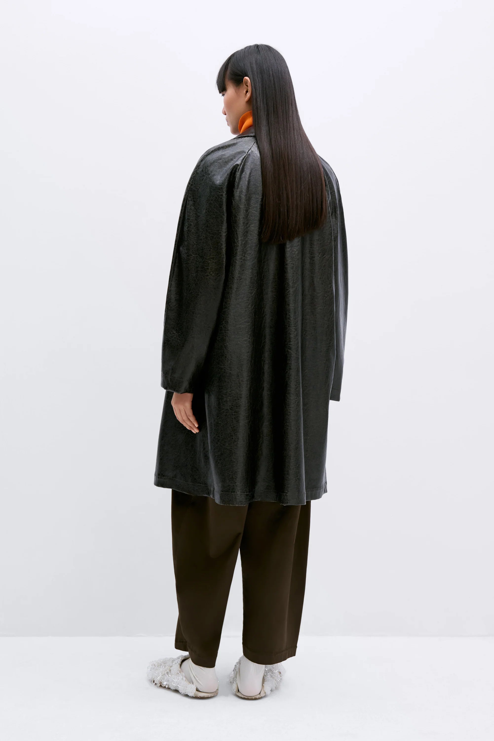 Faux Scratched Leather Coat by CORDERA