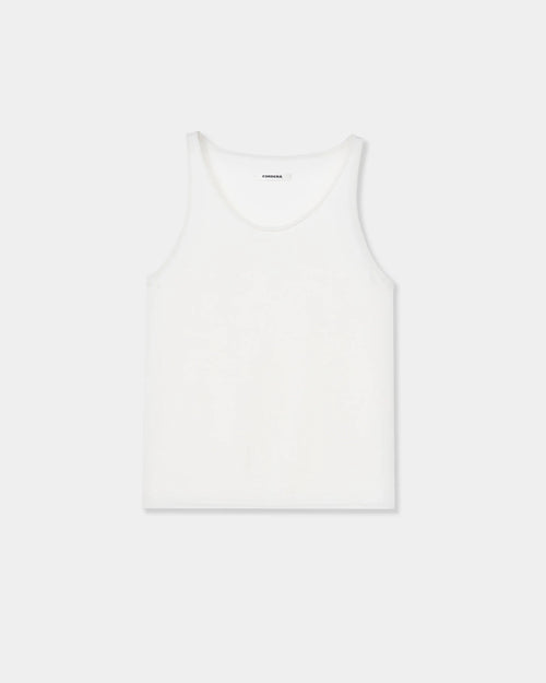 CORDERA Merino Wool Tank Top in white with a fitted silhouette and oval neckline.