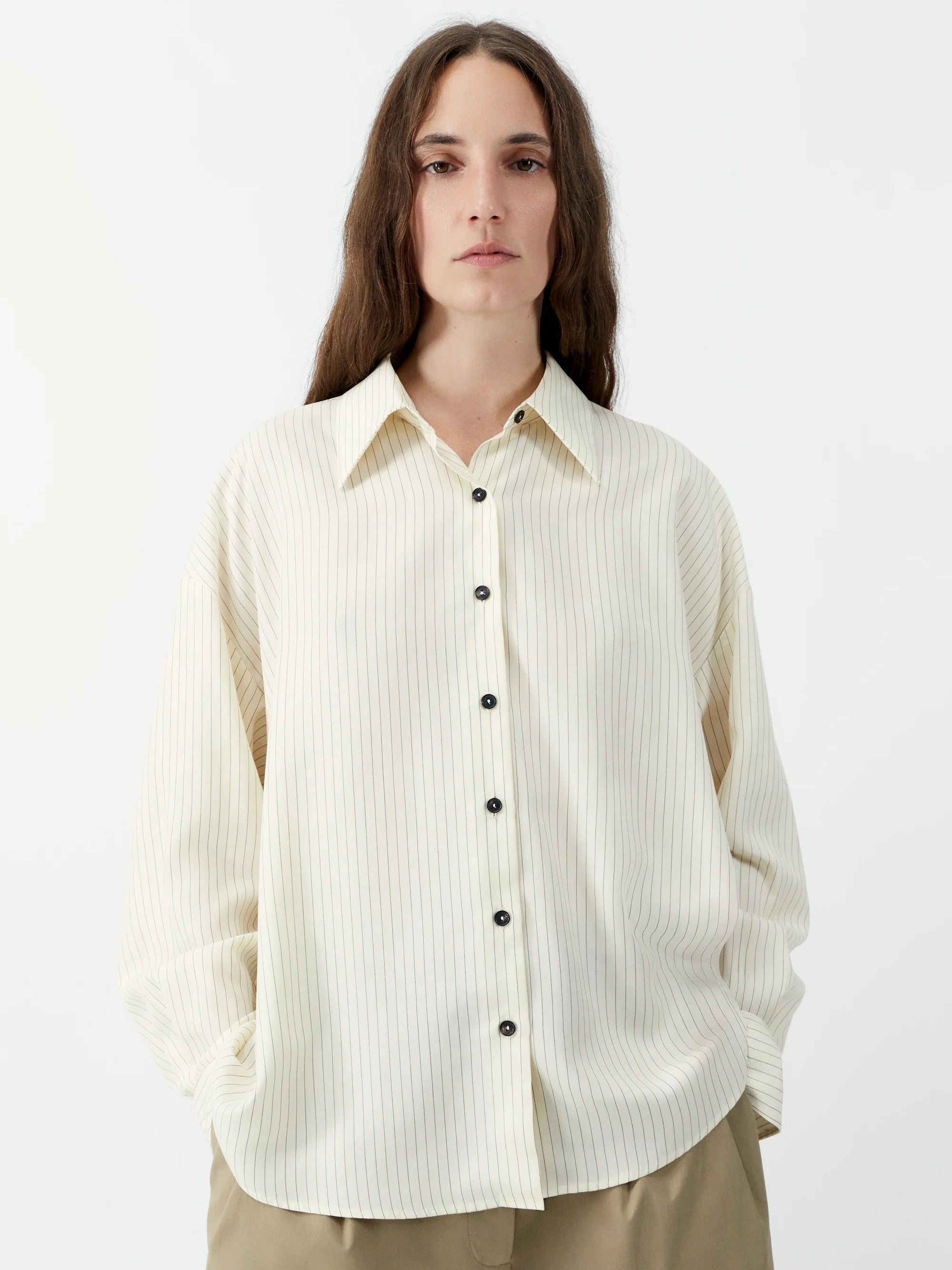 Oversized Pencil Striped Shirt by CORDERA