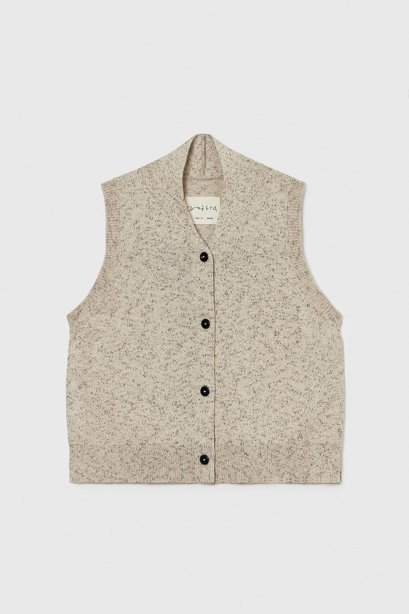 Flecked Cotton Vest Natural