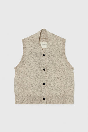Flecked Cotton Vest Natural