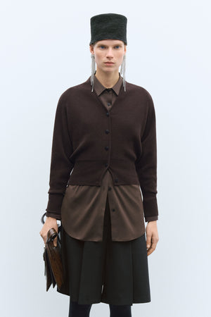 Merino & Cashmere Cardigan Brown
