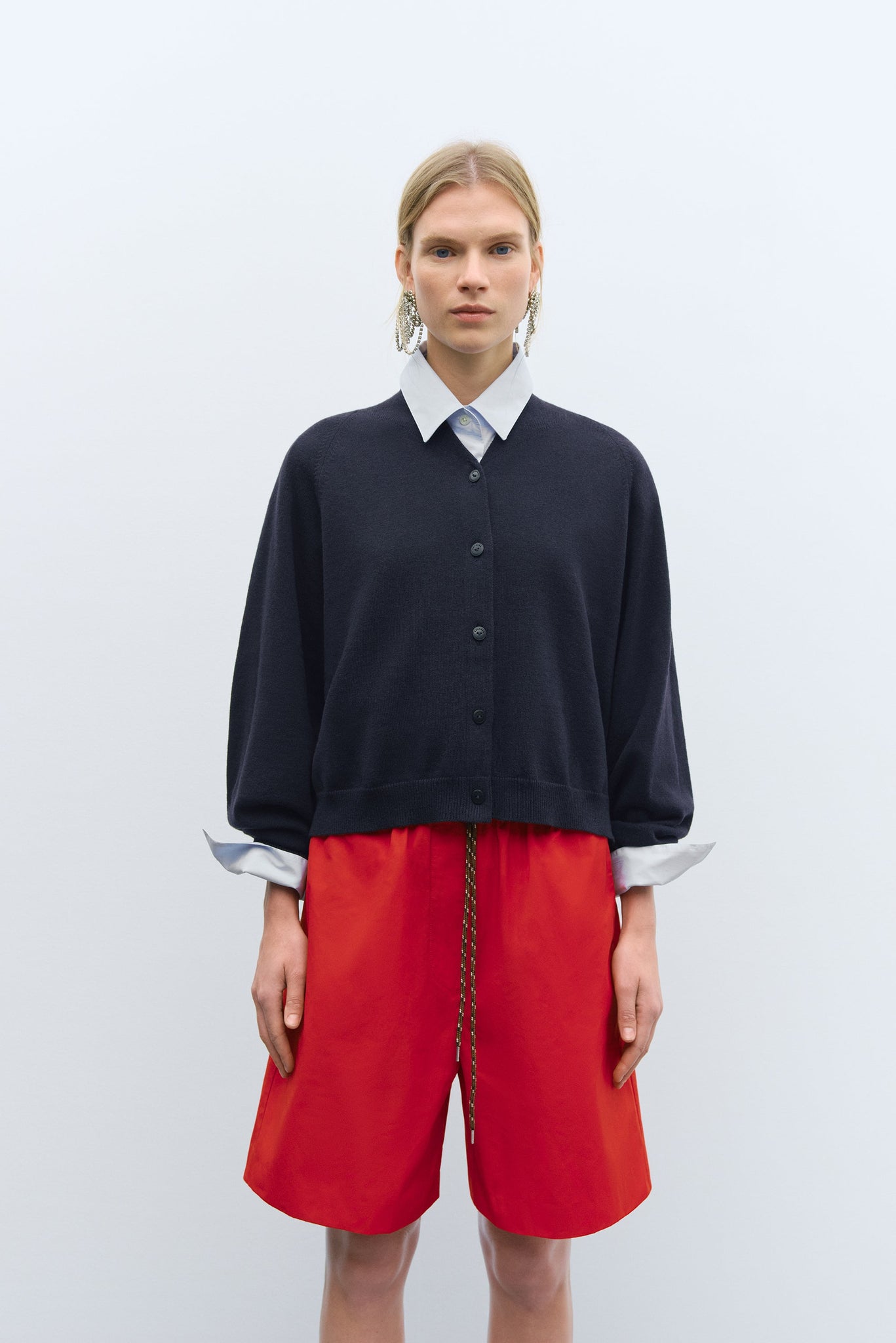 Merino Wool Cardigan Navy