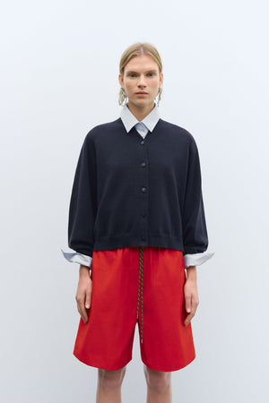 Merino Wool Cardigan Navy