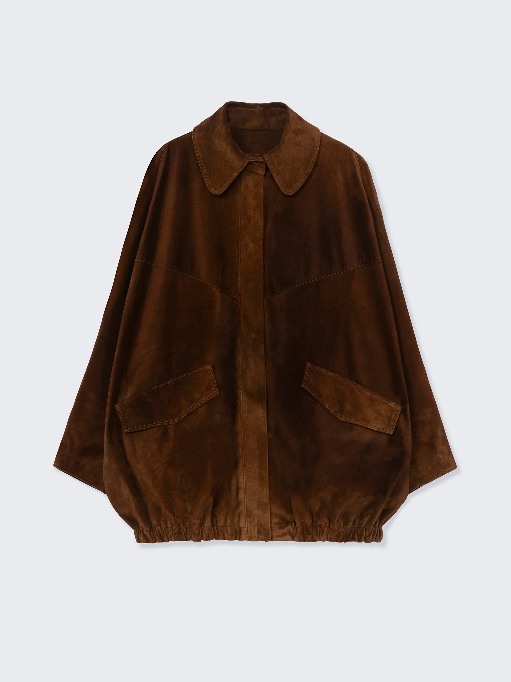 Brown suede jacket on a light gray background