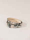 Hollyhock Leather Belt in Ivory & Brown Snakeskin by Déhanche