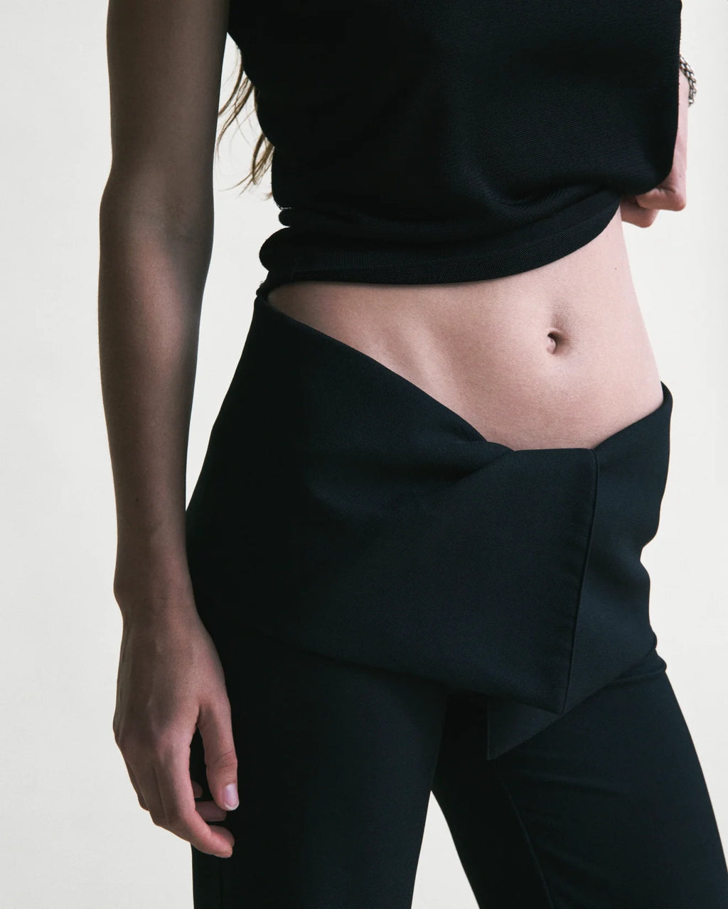 Blake Fold Over Pant in Black Crepe by EMILY DAWN LONG