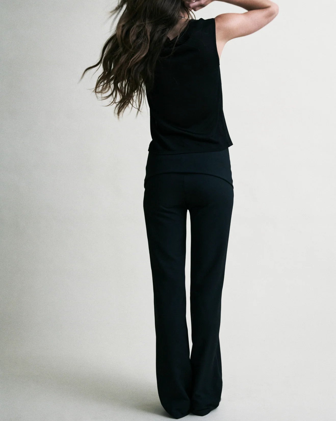 Blake Fold Over Pant in Black Crepe by EMILY DAWN LONG