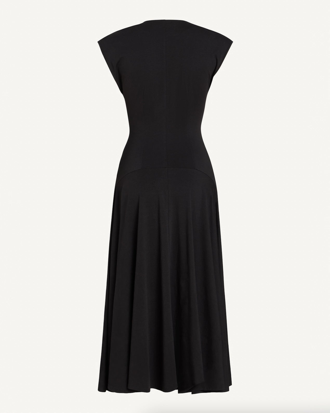 Farrah Zip-Up Jersey Dress in Black by EMILY DAWN LONG back view