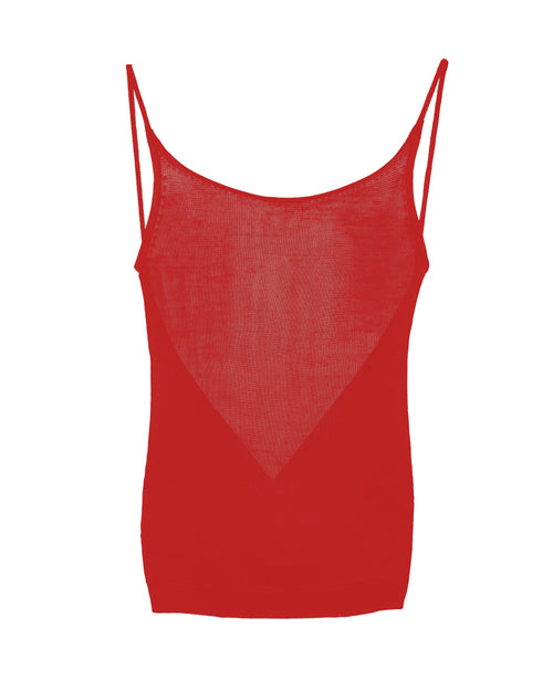 Front view of Kipling Backless Tank in Rosso Corsa by EMILY DAWN LONG