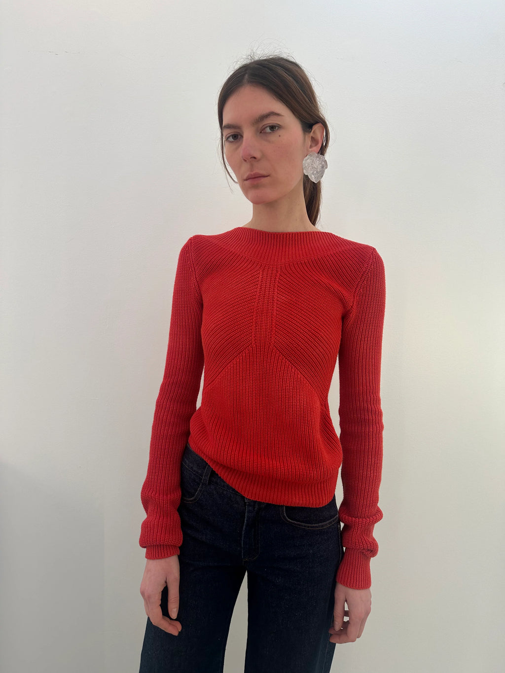 Ribcage Boatneck Sweater in Rosso by EMILY DAWN LONG