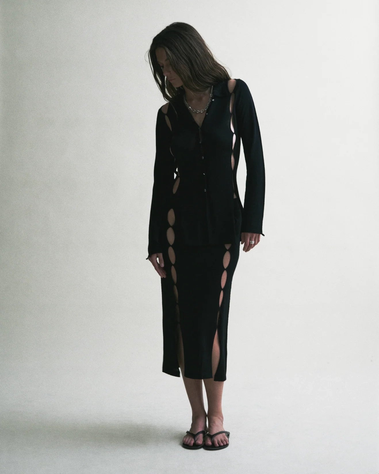 River Wool Skirt in Black by EMILY DAWN LONG