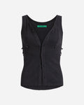 Willow 1890 Ribbed Tank in Black by EMILY DAWN LONG front view