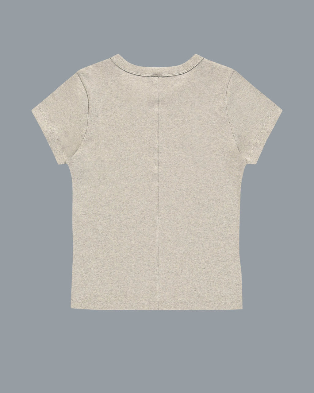 Back detail of Car Baby Tee in Heather Grey by FLORE FLORE