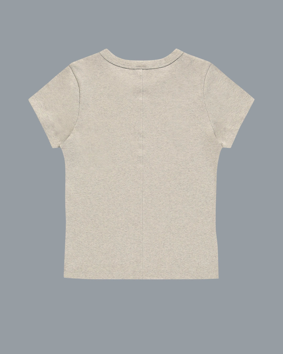 Back detail of Car Baby Tee in Heather Grey by FLORE FLORE