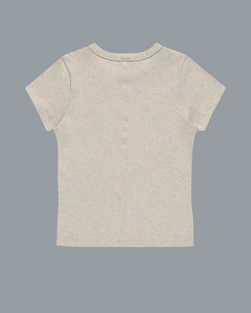 Back detail of Car Baby Tee in Heather Grey by FLORE FLORE