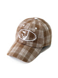 Smiling Bauhaus Plaid Cap in Brown by Henry Johnson