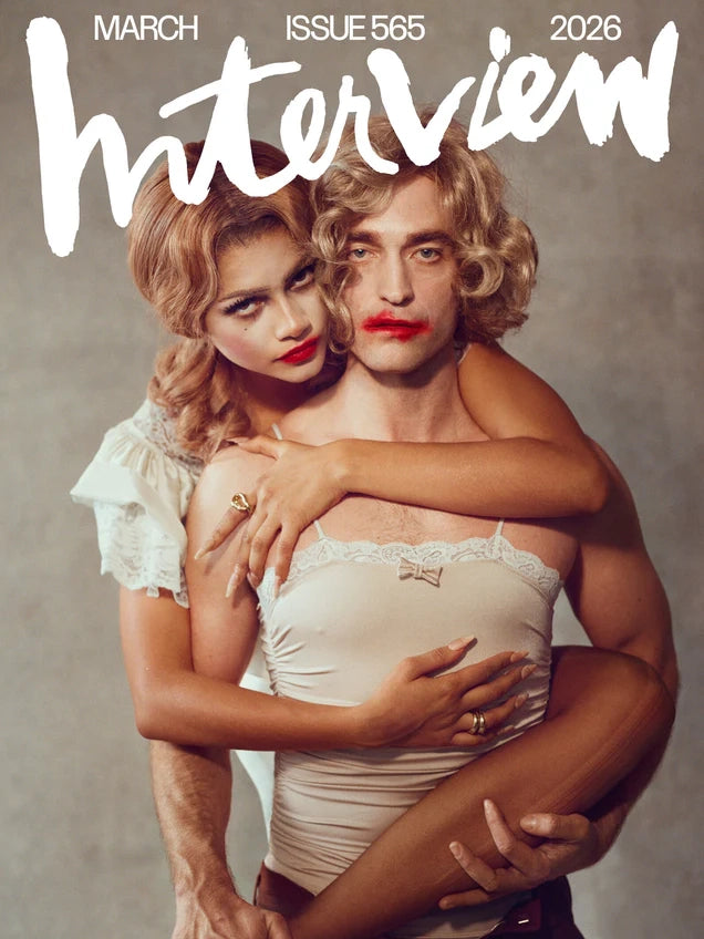 Interview Magazine Issue 565 March 2026 cover featuring Zendaya and Robert Pattinson