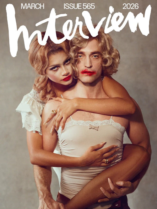 Interview Magazine Issue 565 March 2026 cover featuring Zendaya and Robert Pattinson