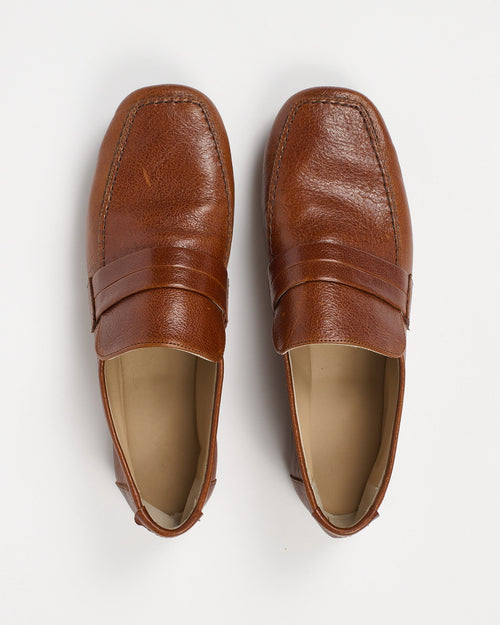 Jamie Haller George Slipper in cuoio brown bufalino with a low, loafer-inspired shape and rubberized sole.