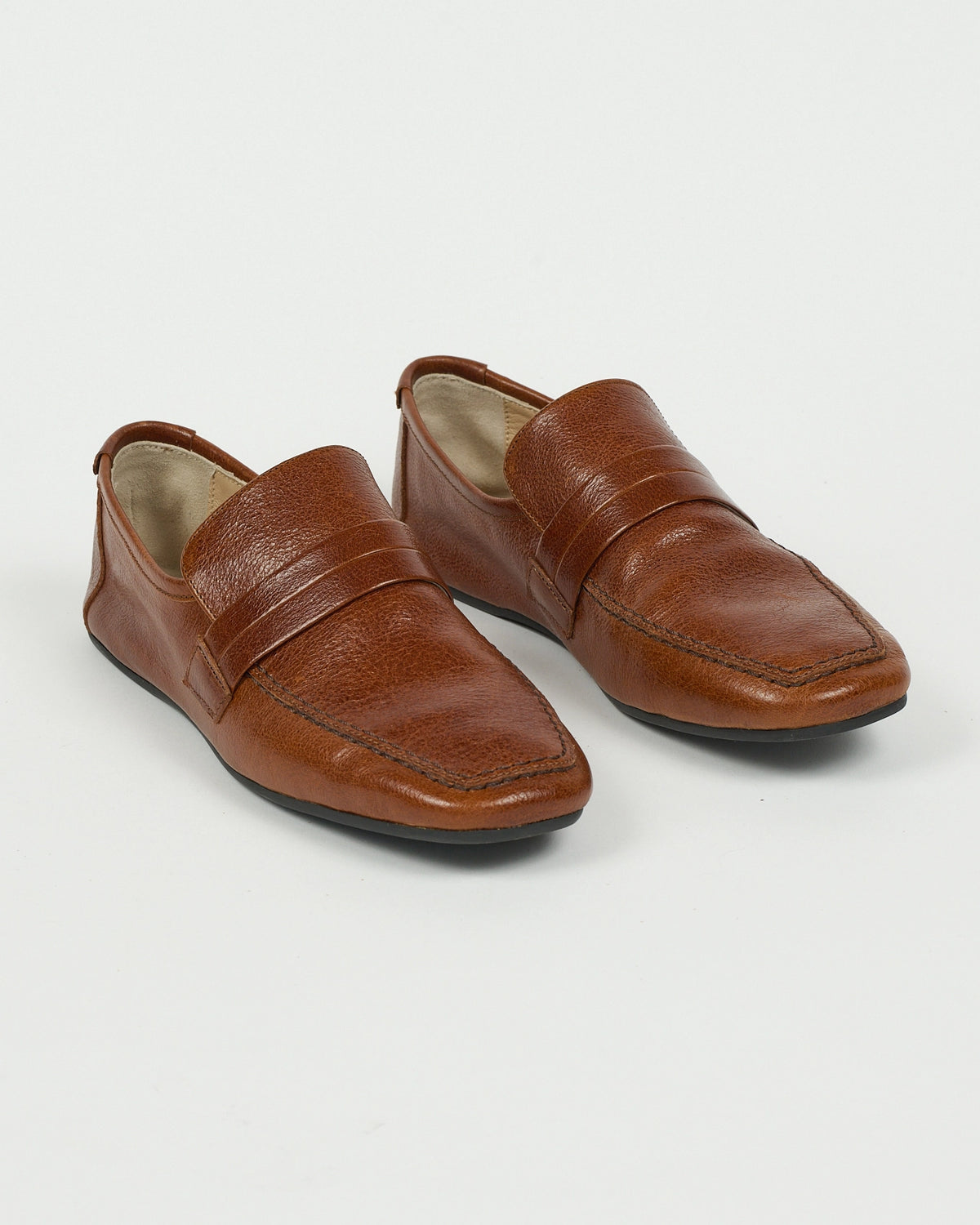 Jamie Haller George Slipper in cuoio brown bufalino with a low, loafer-inspired shape and rubberized sole.