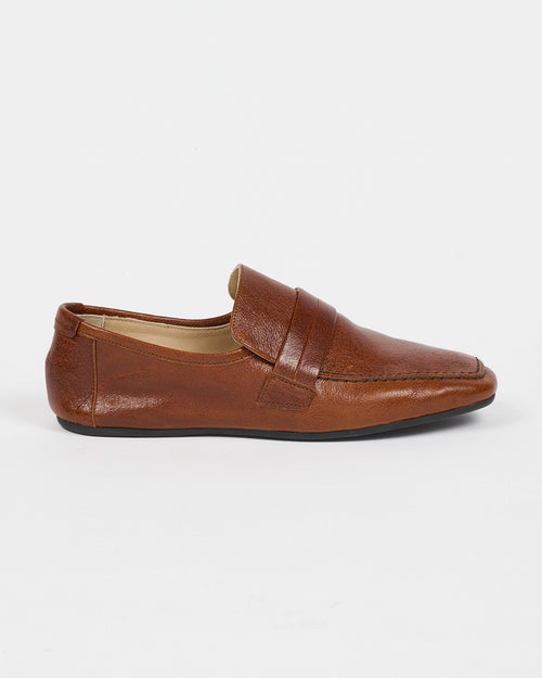 Jamie Haller George Slipper in cuoio brown bufalino with a low, loafer-inspired shape and rubberized sole.