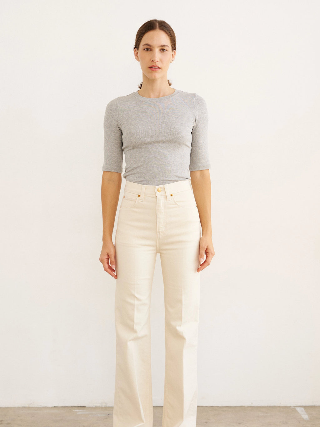 The Rib Elbow Crew in Heather Grey by Jamie Haller