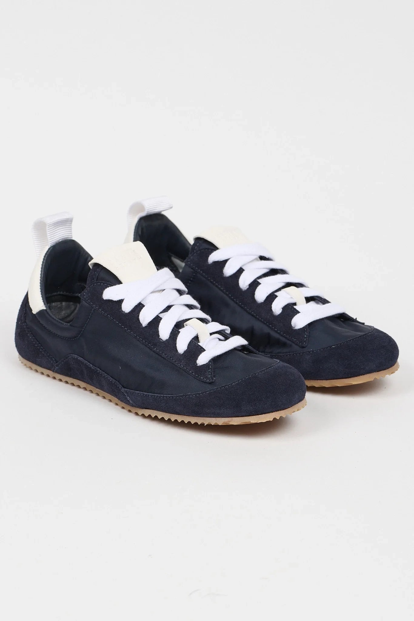 Jamie Haller Sacchetto sneaker in navy textured nylon and suede with a low-profile silhouette, lace-up closure and flexible rubber sole.