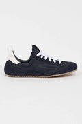 Jamie Haller Sacchetto sneaker in navy textured nylon and suede with a low-profile silhouette, lace-up closure and flexible rubber sole.