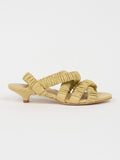 Jamie Haller scrunchie heel in butter on white backdrop