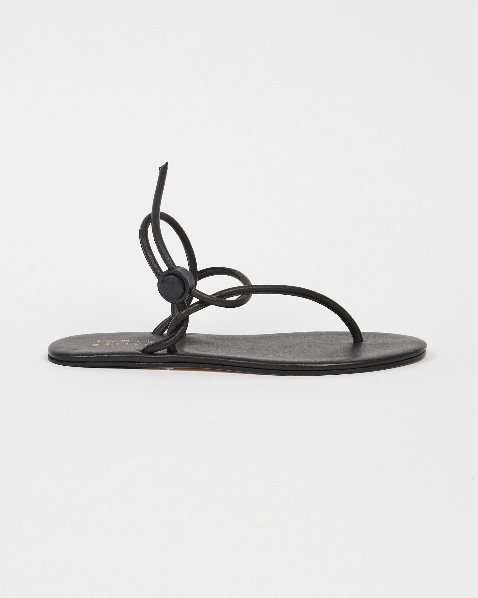 Jamie Haller String Theory sandal in black.