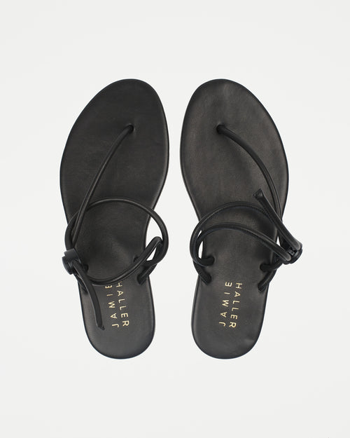 Jamie Haller String Theory sandal in black.