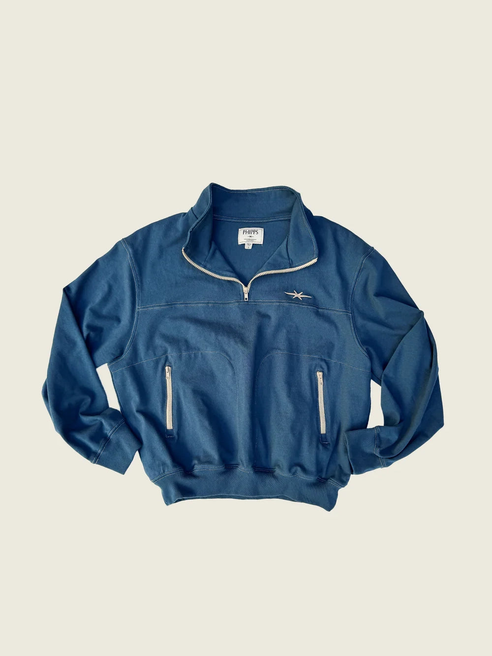 Bunkhouse Quarter Zip in Dusk Blue by PHIPPS