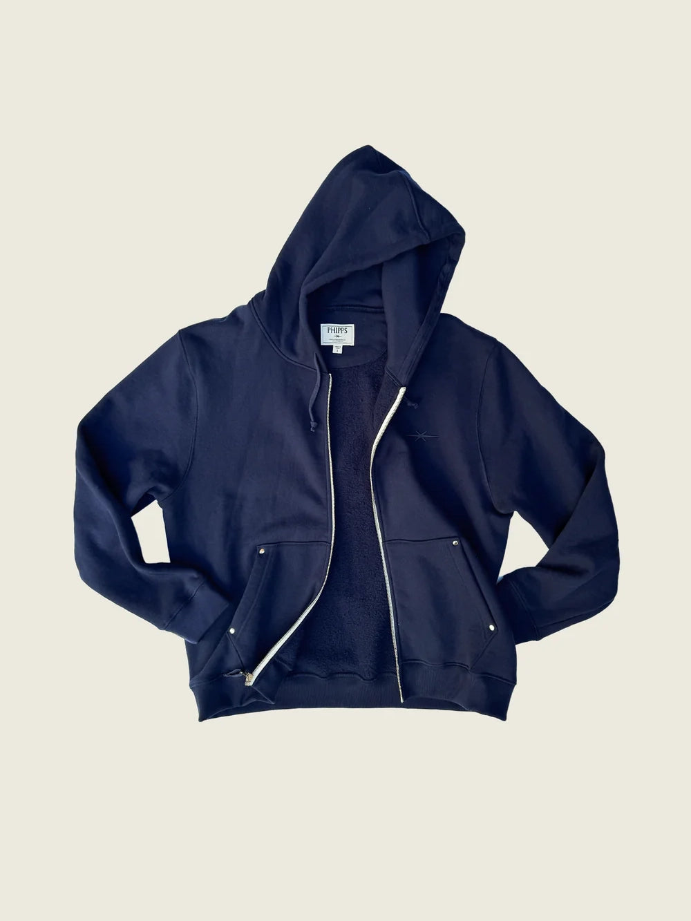 Stud Zip Hoodie in Dusk Blue by PHIPPS