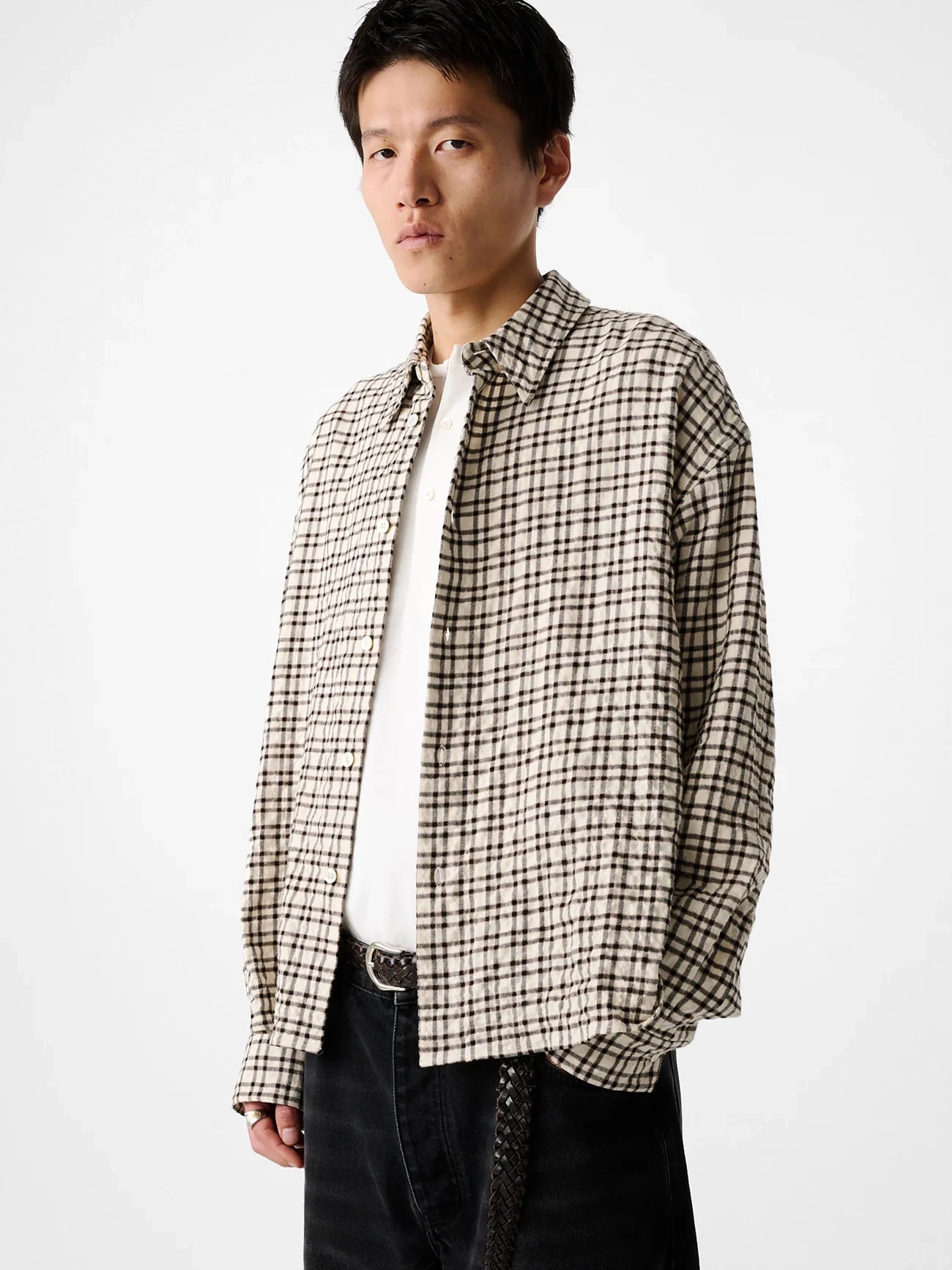 Nostra Shirt in Canvas & Black Check by Studio Nicholson