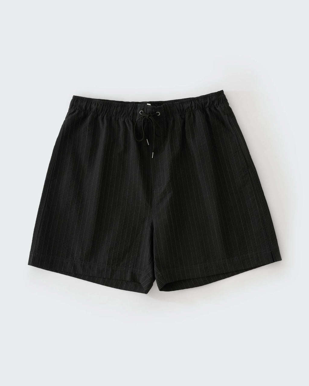 Studio Nicholson Starboard black textured wool-cotton drawstring shorts with slip pockets and a back flap pocket.