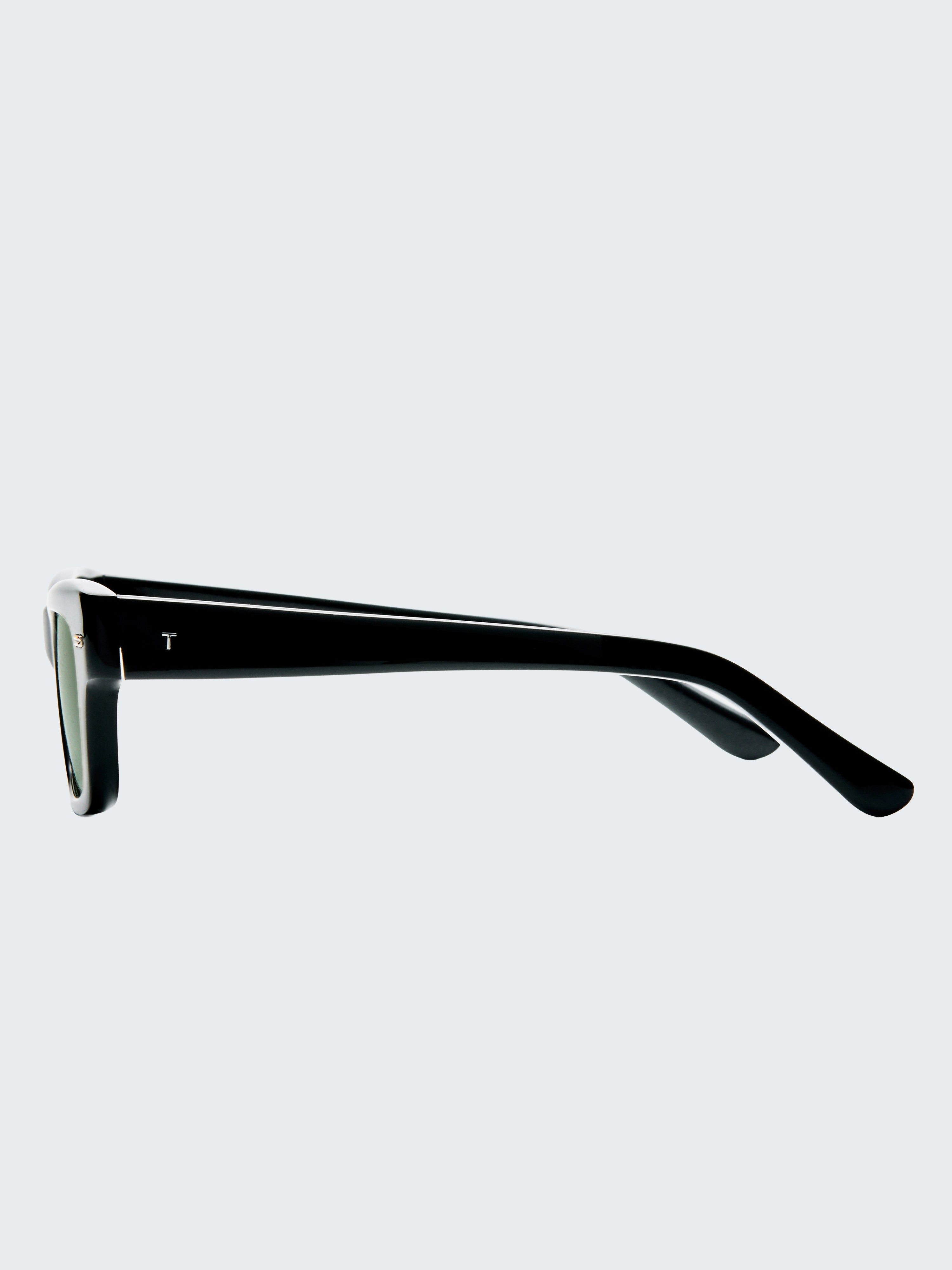 THISTLES JACK sunglasses in black acetate with an angular wayfarer-inspired silhouette and dark green G15 lenses.